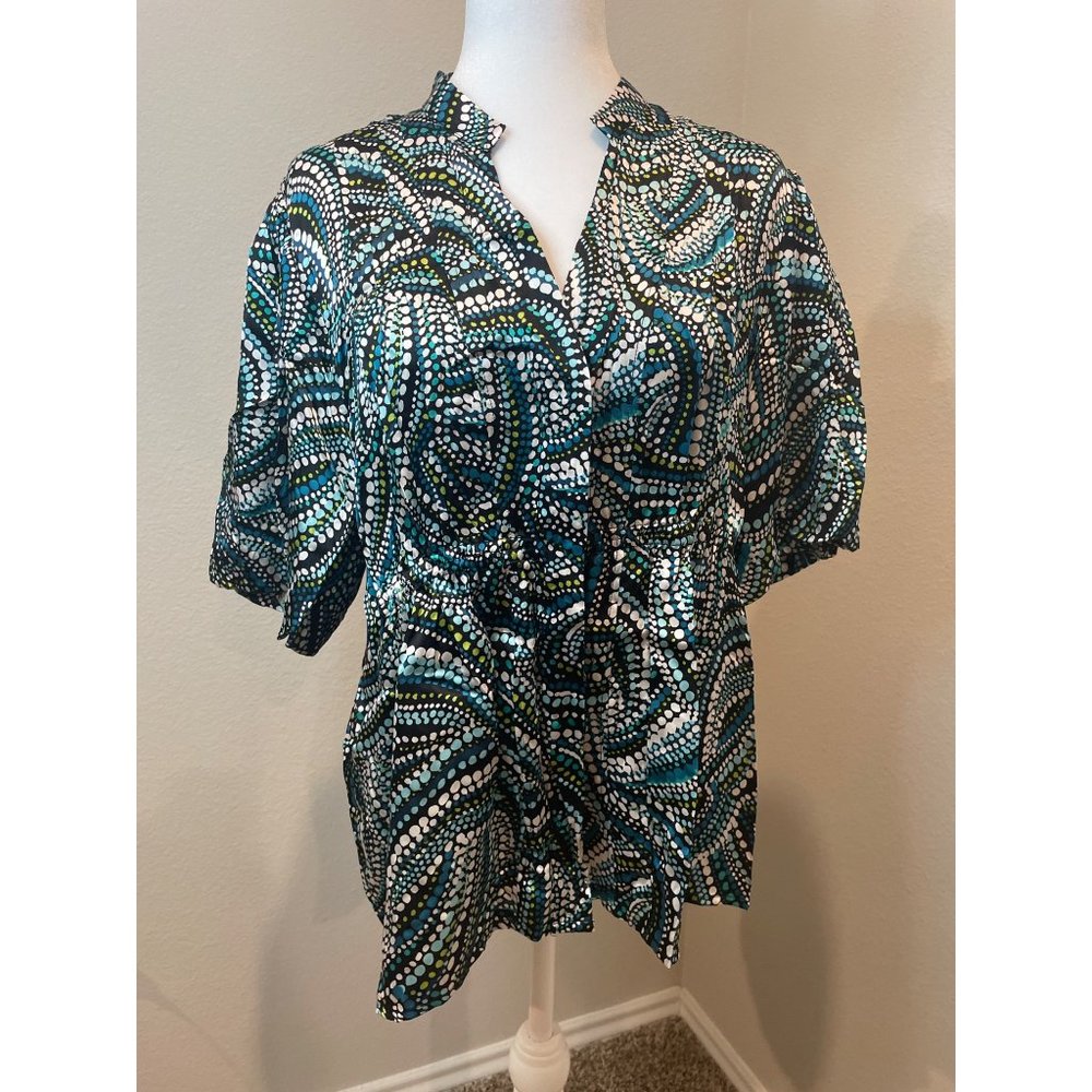 Allison Taylor Multi Color Polka Dot Silk Blouse